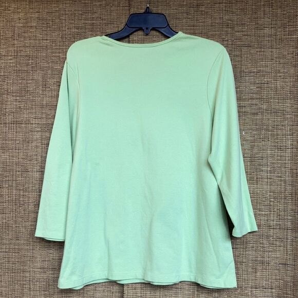 Croft and Barrow cotton long sleeve tee shirt color spring green - Picture 3 of 4